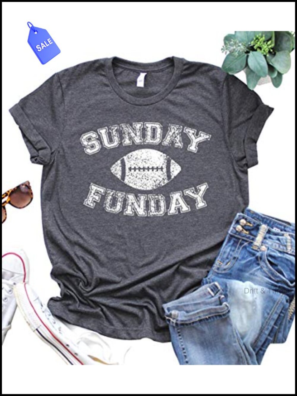 Sunday Funday Football Graphic Tee Women Game Day Short Sleeve Crew Neck Top